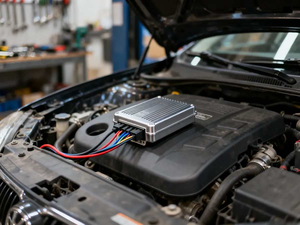 Moduł Power Box podłączony w komorze silnika