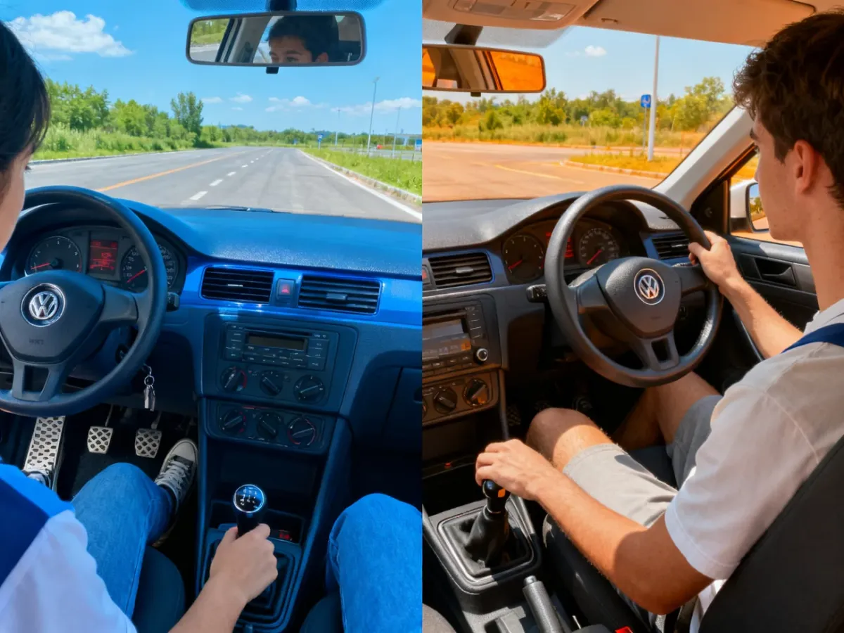Porównanie nauki jazdy samochodem z manualną i automatyczną skrzynią biegów